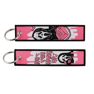Punk Goth Horror Pink, White & Black Scream Phone Skull Cloth Keychain Ornament